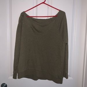 💓Off-the-shoulder olive hobo sweater